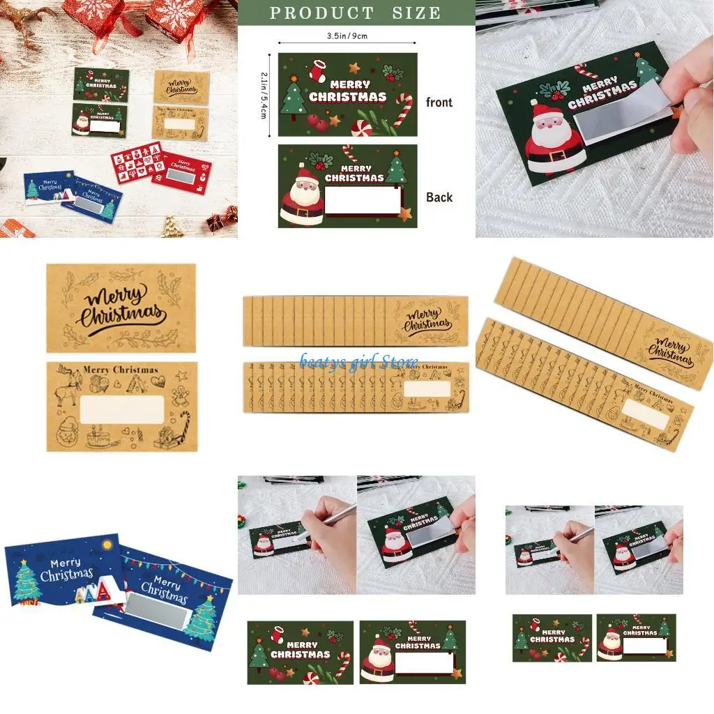 

C7AB 30Pcs Handmade Scratch Off Coupon Cards Christmas Prizes Card for Birthday
