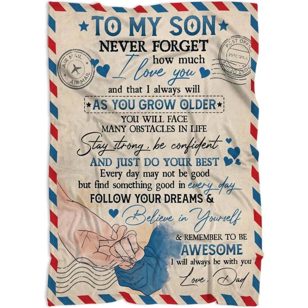 

Cozy Throw Blanket from Parents to Their Son, Perfect Gift for Grandson, Bonus Present for Son, Plush Blanket for Comfort
