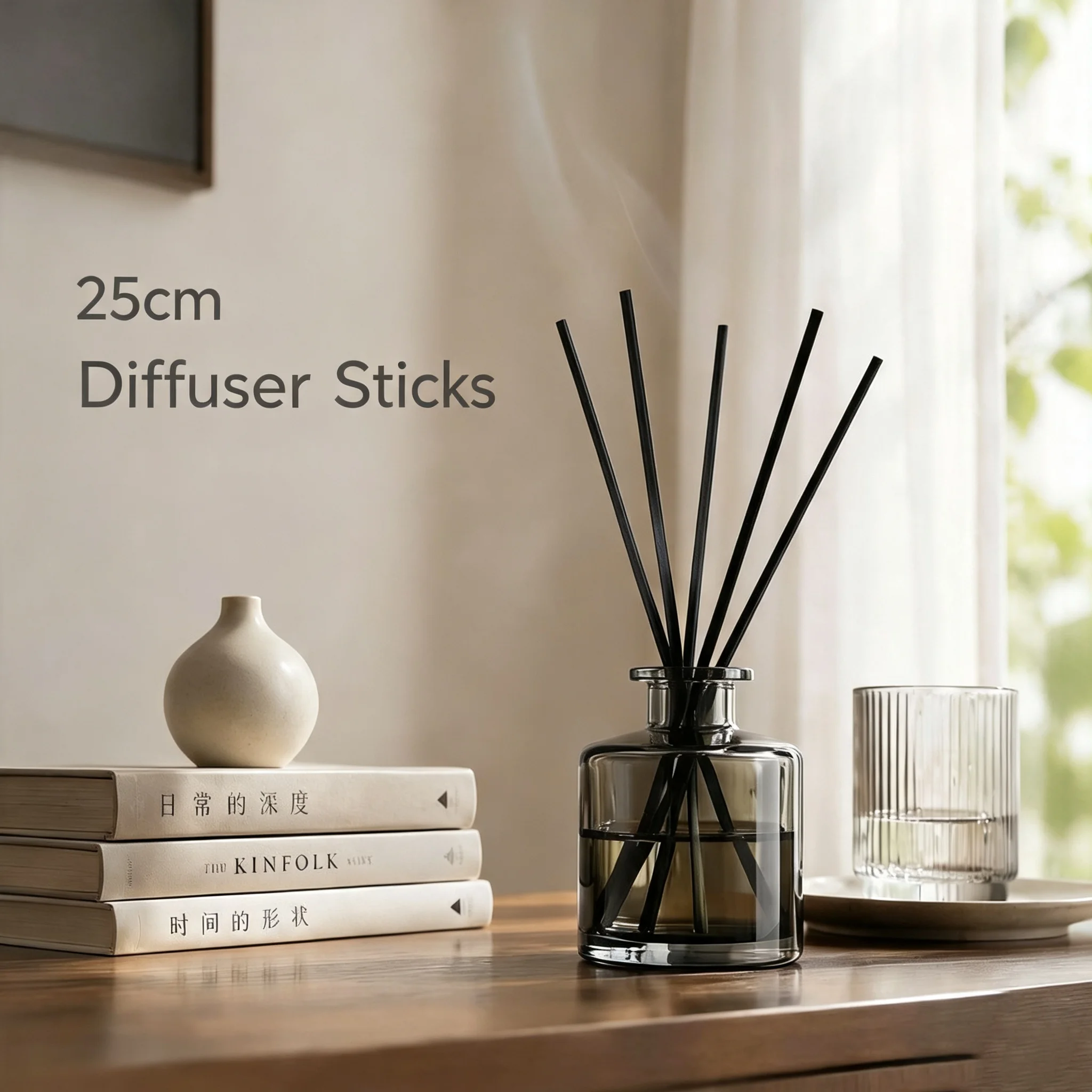 25cm Black Fiber Reed Diffuser Sticks Essential Oil Volatile Rods Home Aroma Diffuser Replacement Accessories