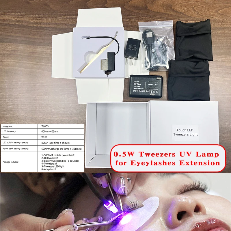 0.5W Eyelash UV Lamp Mini UV Eyelash Extension Lamp Fast Curing Led Light Tweezers Lamp Uv Lash Extension Glue Light on Tweezers