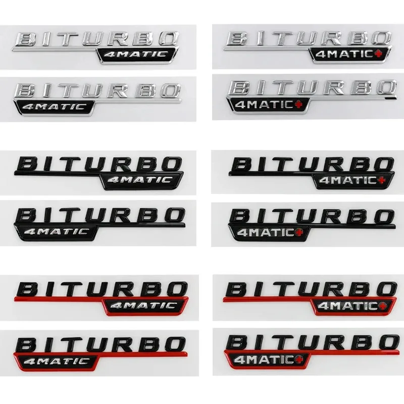 2 szt. 3D ABS Litery Samochodowe Naklejki na Błotnik BITURBO 4MATIC Plus Emblemat Naklejka na C43 E43 GLE43 GLC43 W205 W213 Akcesoria