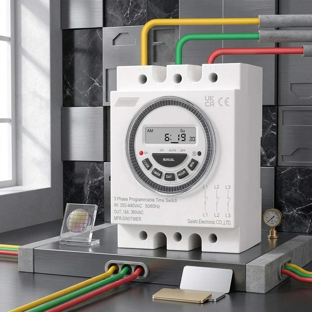 Three Phase 380V Timer Switch TM619 with 18 On Off Points and Battery Backup for Reliable Water Pump Timing Control