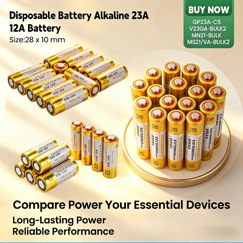 12V 23A 23GA A23S Alkaline Battery High Power Long-Lasting for Doorbells Toys Remote Controls Alarm Systems
