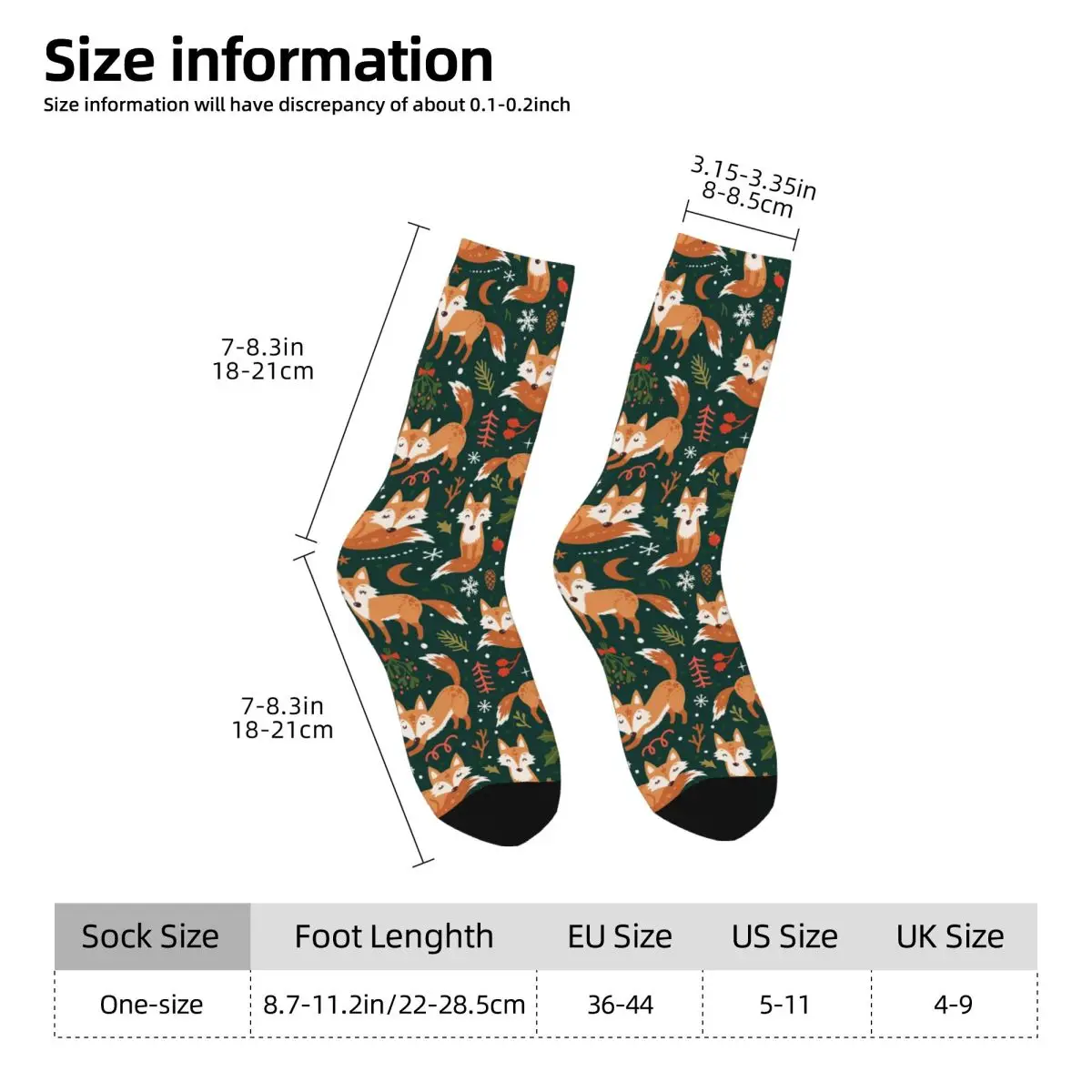 Calcetines antideslizantes con estampado de zorro para hombre y adulto, medias suaves y cálidas para escalada, novedad, Primavera