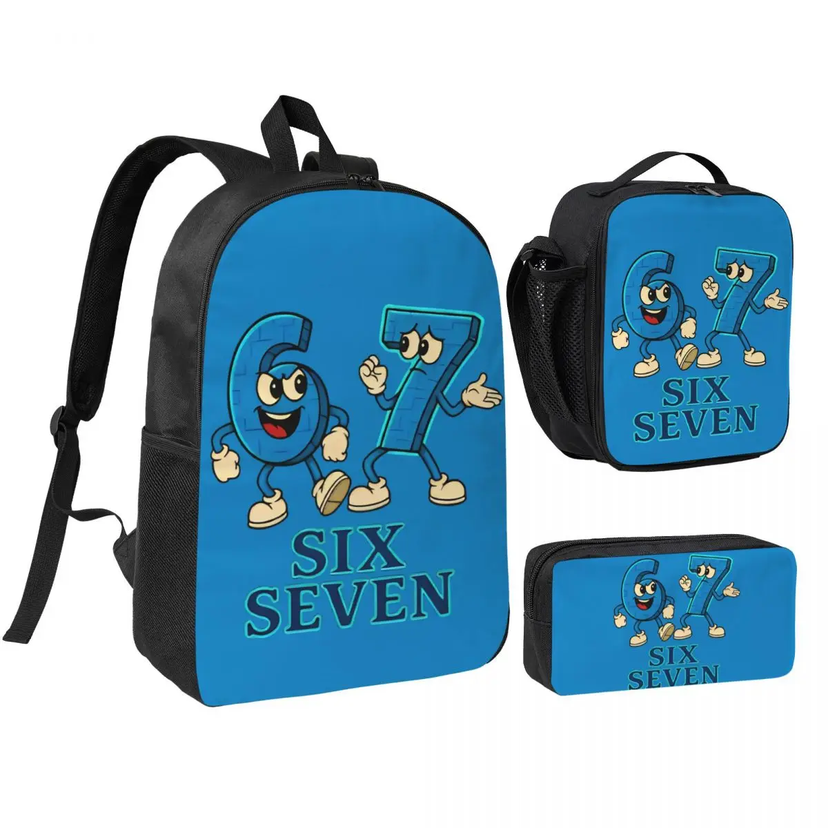 

3pecs/set 67 Six Seven Meme Backpack for Student Daypack Lunch bag Pencil Case