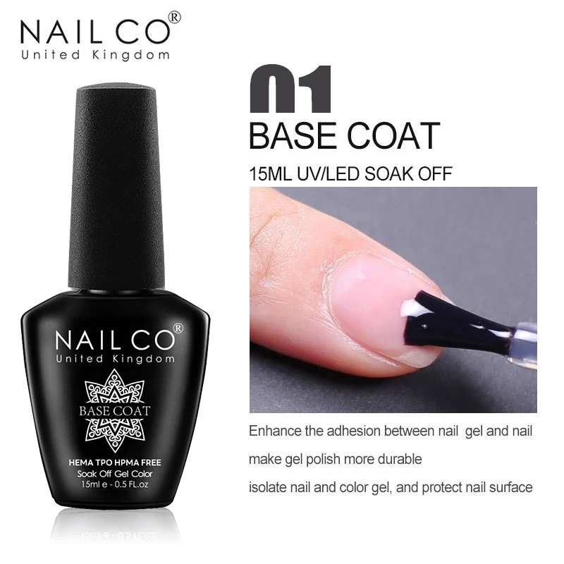 NAILCO – Gel de Base en caoutchouc Super fonctionnel 1 en 2, sans Hema/TPO, sans lingette, couche de finition et couche de Base, vernis Transparent UV LED, 15ml