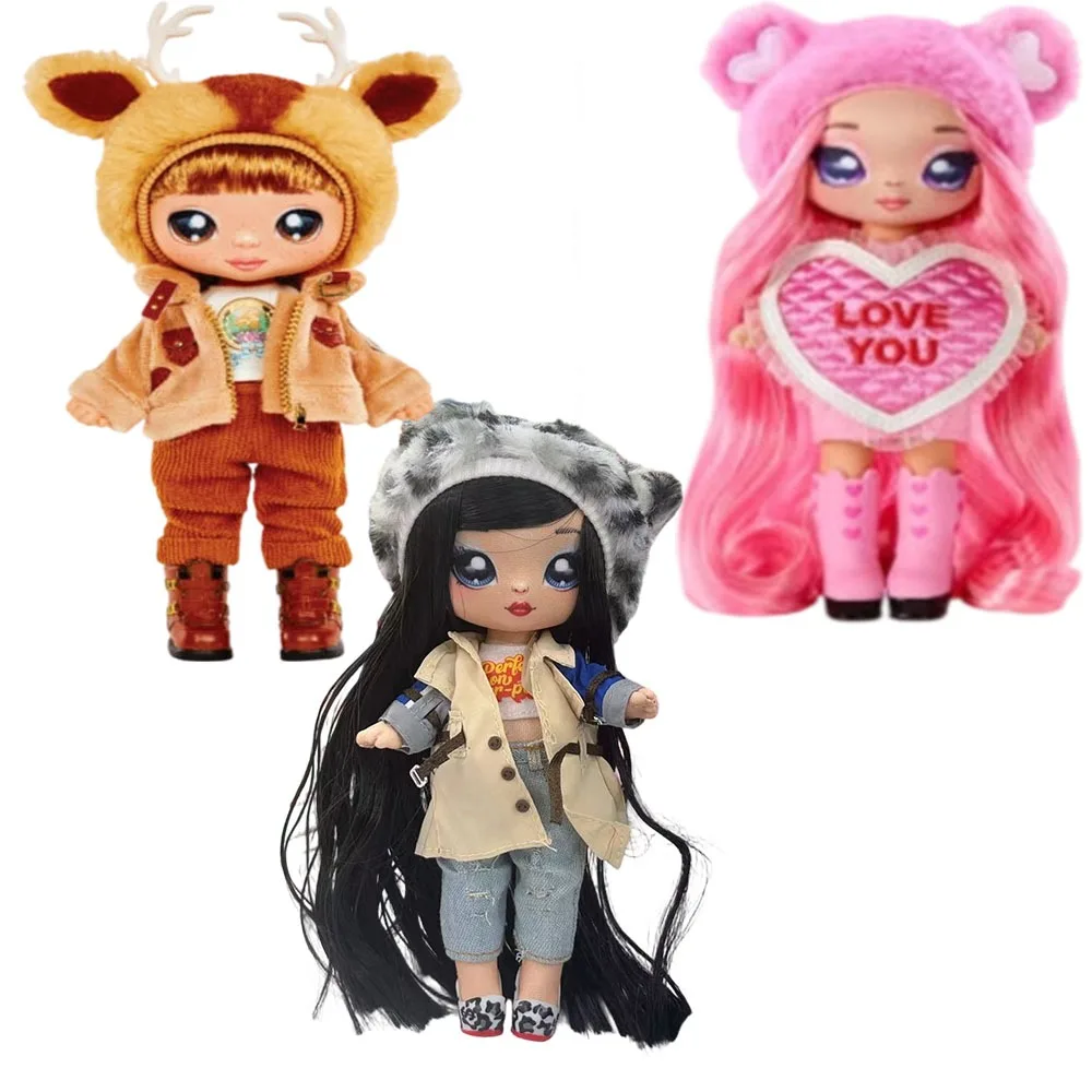 ن! ن! ن! مفاجأة الأزياء دمية سلسلة الملابس والأحذية DIY الشتاء موضوع فتاة دمية لطيف ألعاب من نسيج مخملي