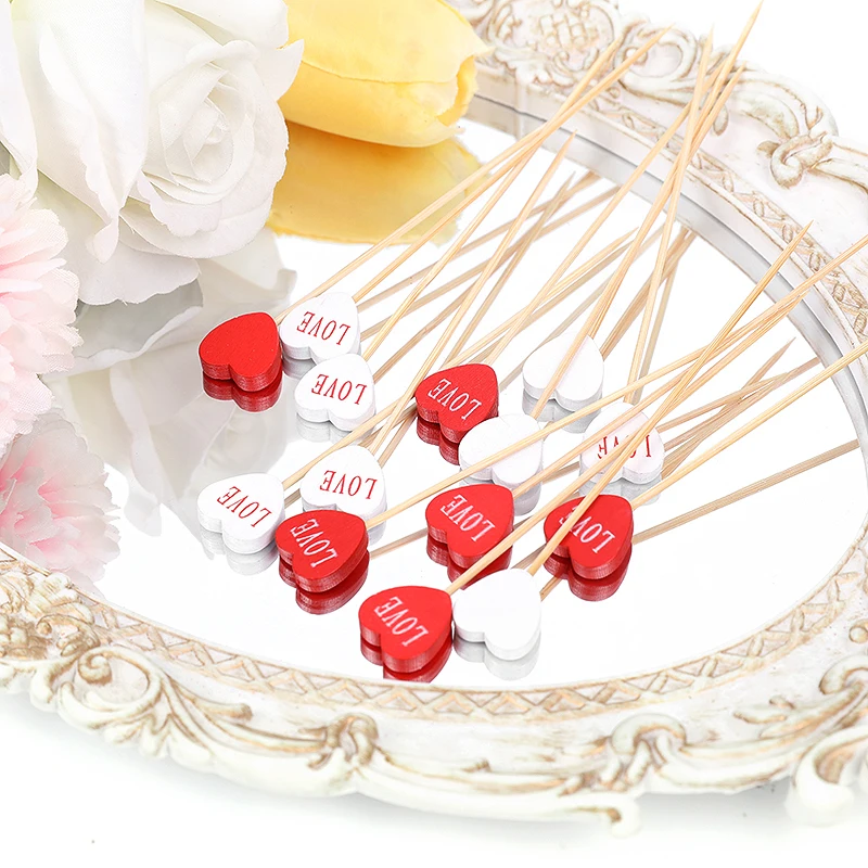 

100pcs Disposable Fruit Picks Bamboo Picks Flower Picks Fruit Fork Toothpicks Cocktail Picks Sandwich Inserts Bamboo Picks Decor