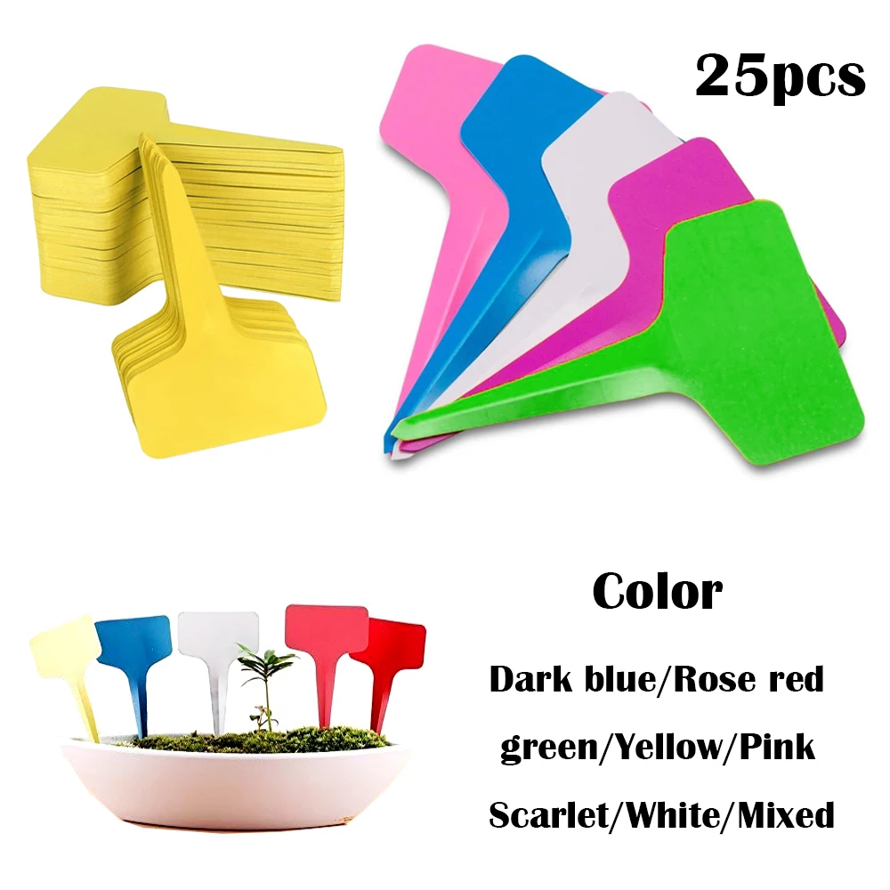 

25Pcs T-Type Plant Labels, Reusable Plastic Garden Markers for Potted Plants Nursery Flower Herb Tags Waterproof Garden Supplies