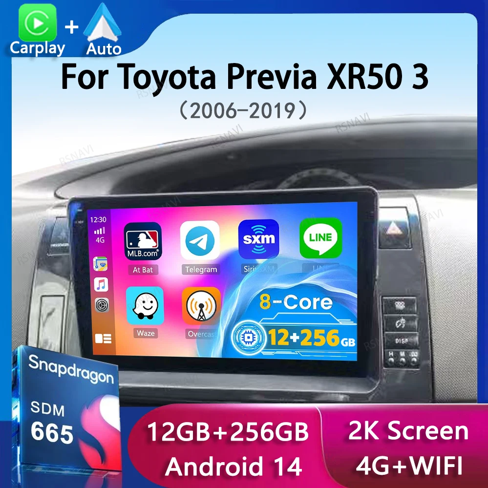 Android 14 Carplay Auto Car Radio For Toyota Previa XR50 3 III Estima 2006-2019 GPS Multimedia Video Player Autoradio Stereo BT