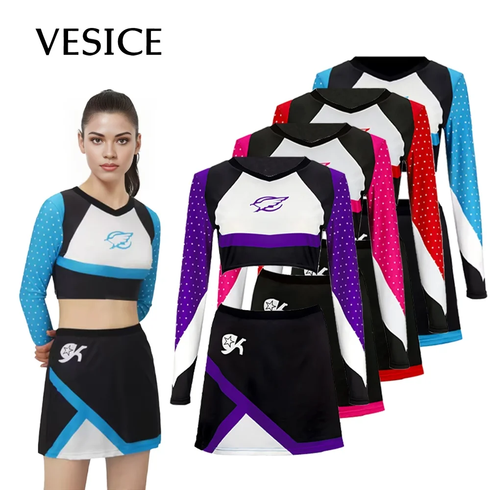 High Women Musical Cheerleader Costume For Girl Cheerleader Uniform Dress Outfit Cosplay Costume School Girls Sports Team Suit