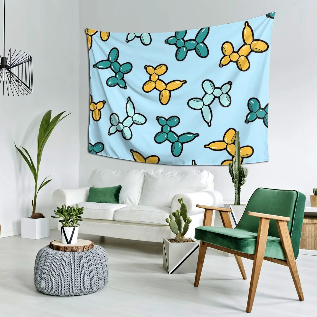 

Воздушный шар с рисунком собак в красном гобелене, настенный гобелен, эстетическое украшение дома, гобелены для гостиной, спальни