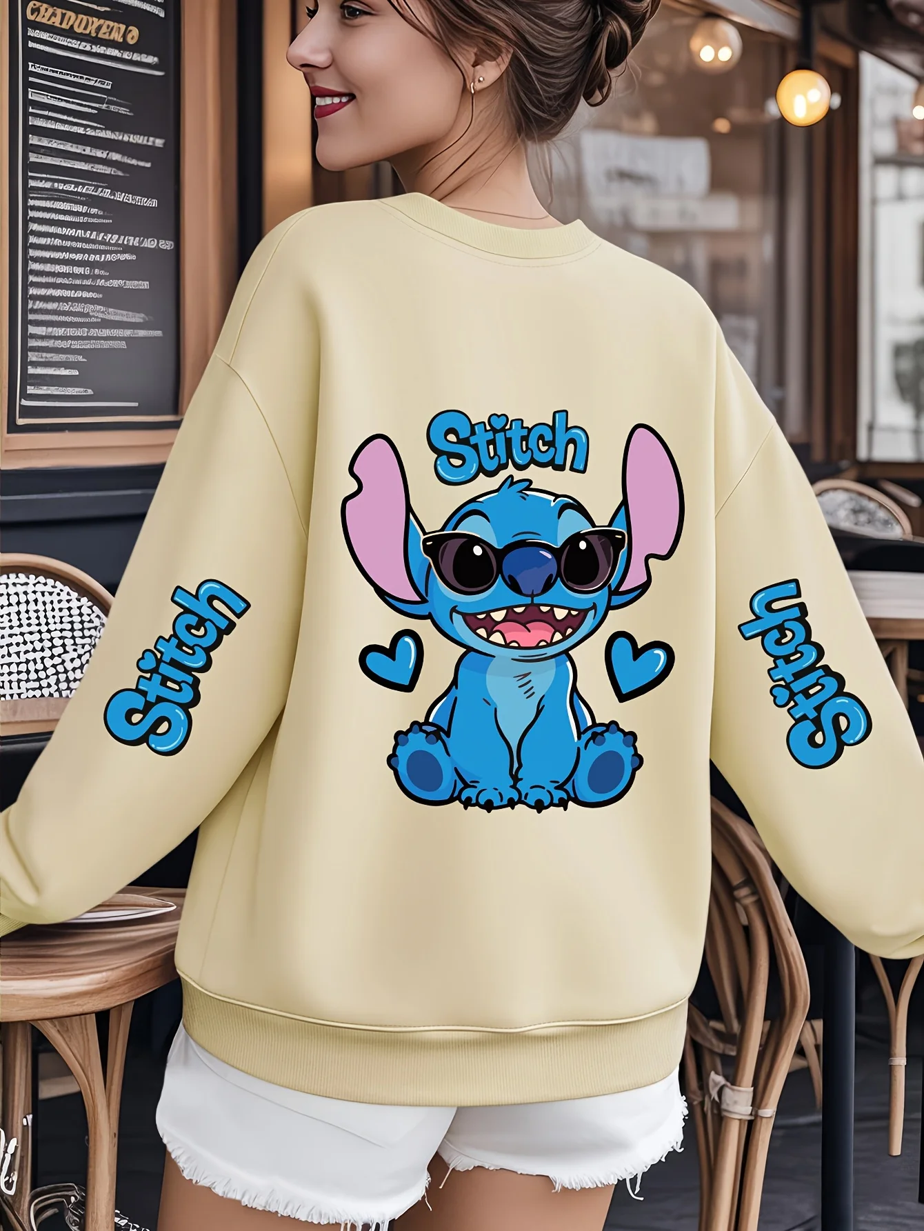 Maglione Disney Stitch LILO da donna e da uomo in cotone autunno e inverno pullover o collo maglione manica lunga giacca di grandi dimensioni