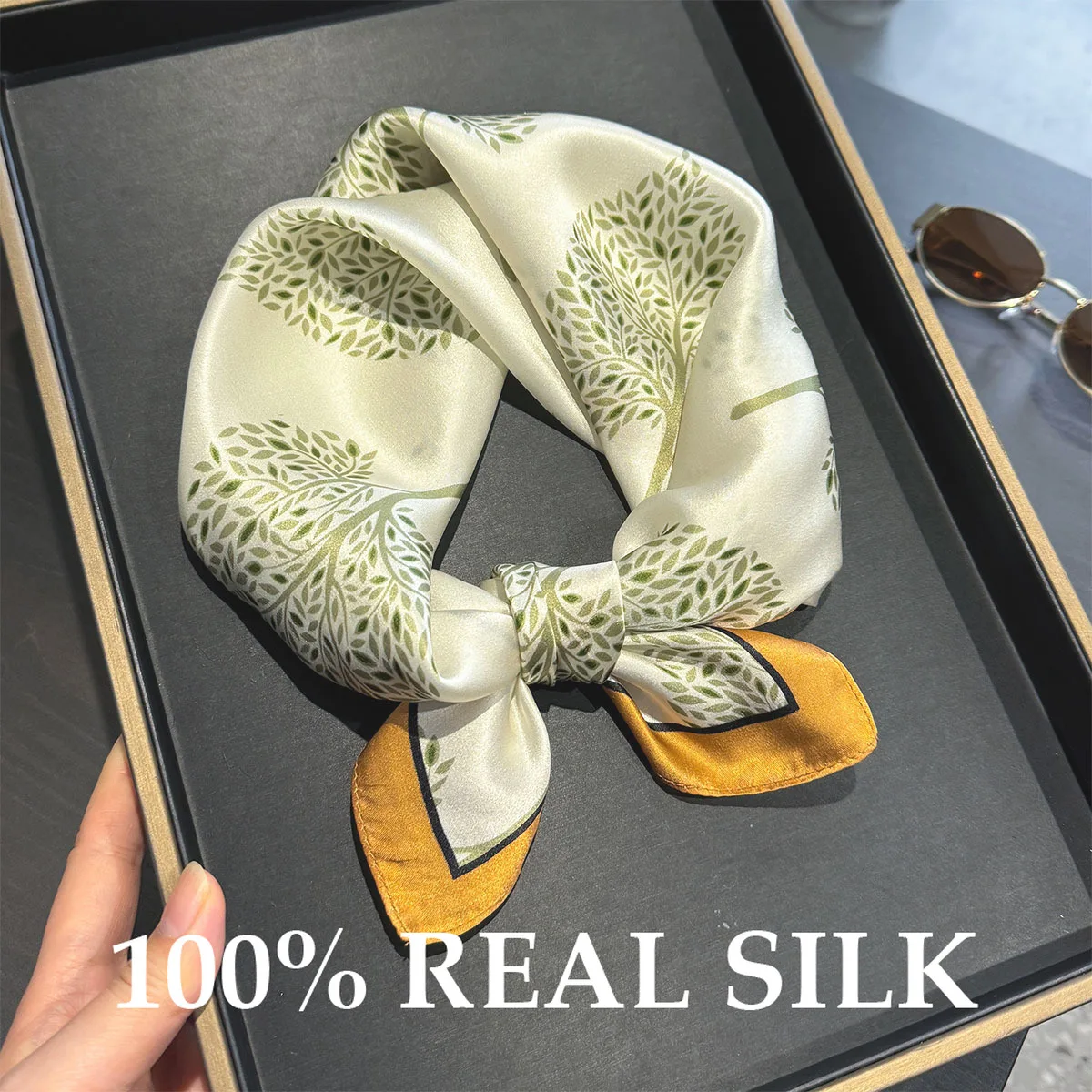 

Шарф из 100% натурального шелка для женщин: маленькая бандана, платок для волос, шейный платок, летний пляжный квадратный платок, легкая тонкая шаль-накидка