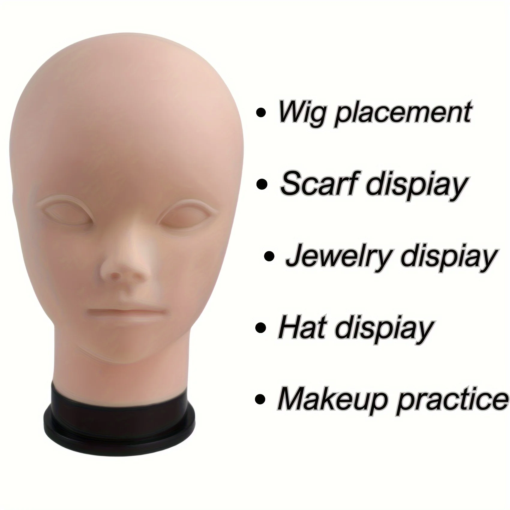 Tête de mannequin de cosmétologie bricolage pour le maquillage, tête de mannequin chauve pour la formation au maquillage, perruque exécutive, accessoires pour cheveux, affichage de chapeau et de lunettes