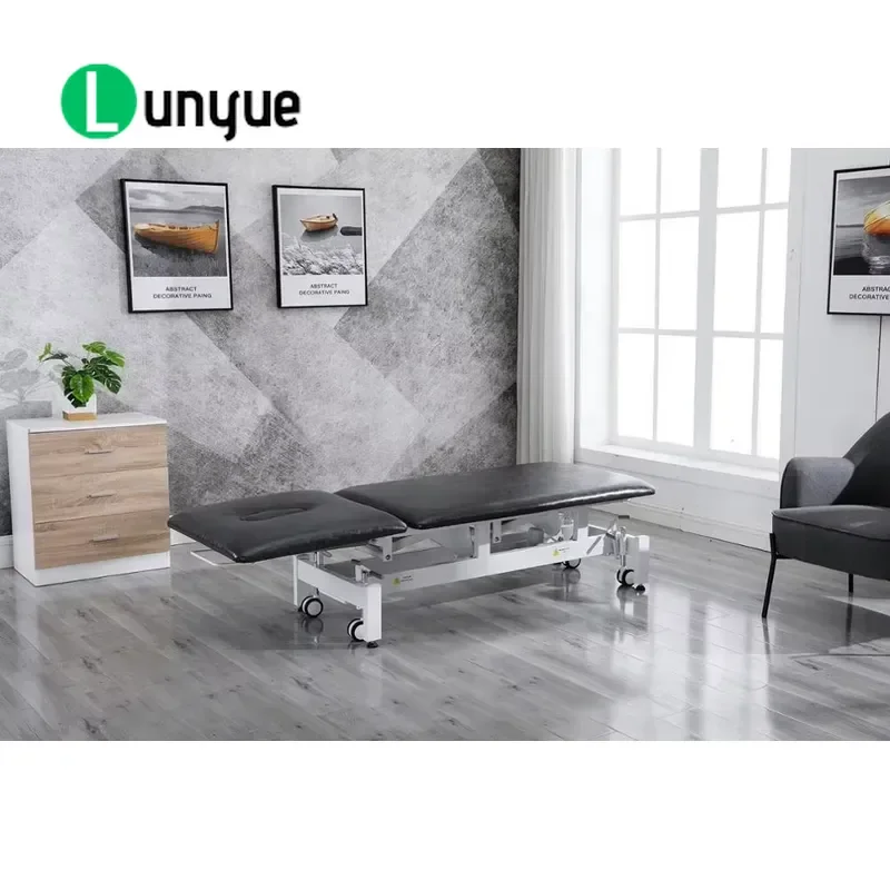 Navy Blue Two Section Electric Lift Obstetrics Examination Bed For Medical Clinic Hospital Gynecology Checkup Adjustable