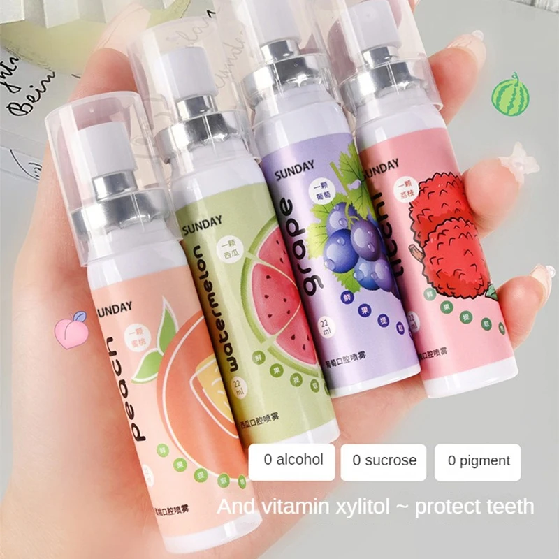 Oral Fresh Spray 22ml Mouth Freshener 5 Smell Fresh Breath Mouth Fruit Litchi Peach Grape Flavor Persistent Portable Oral Care