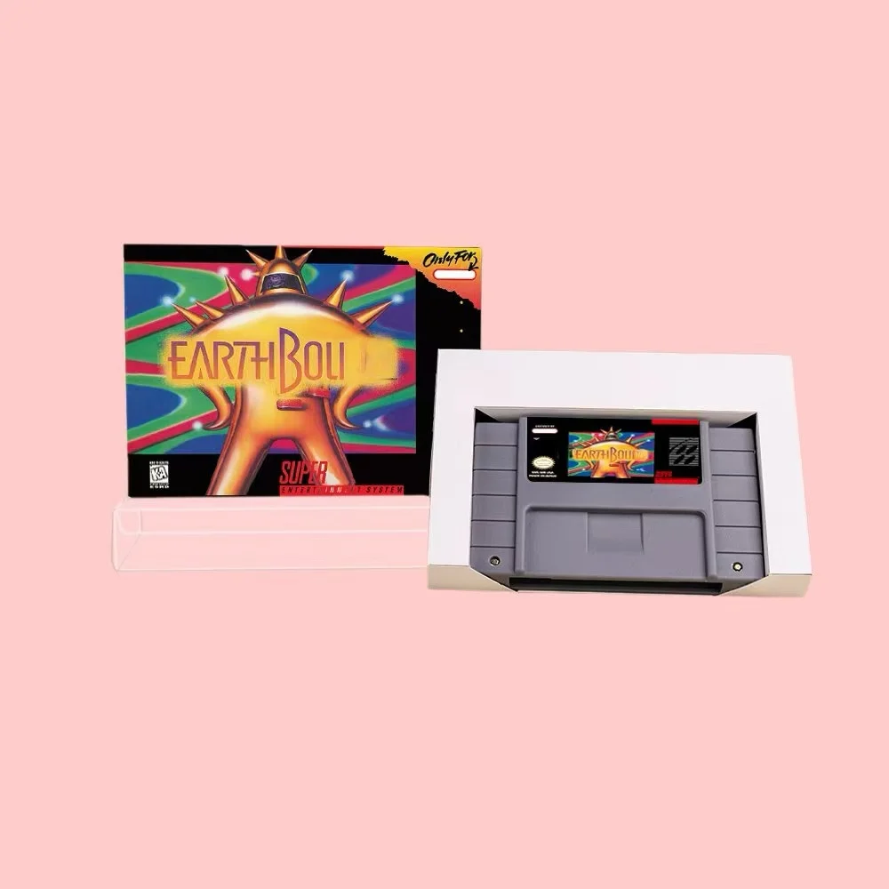 خرطوشة RPG Game Earthbounded 16 بت USA/EUR/JAP الإنجليزية الإسبانية والفرنسية والألمانية المتاحة لوحدات تحكم ألعاب الفيديو SNES