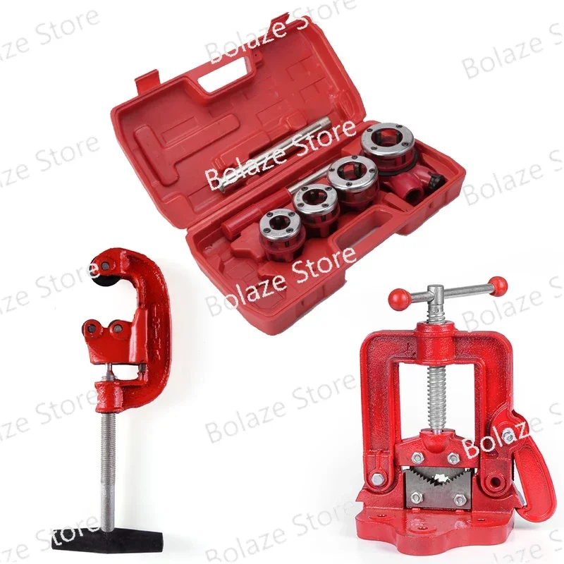 

4 Points--1.2 inch Durable Screw Threading Machine Manual Threading Machine Water Pipe hinge twist plate die threading kit