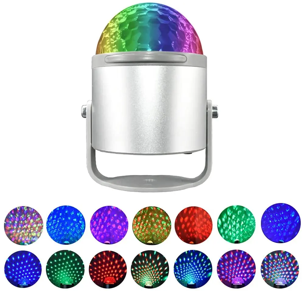 7 Colors Strobe Sound Control Stage Disco Ball Light 2 em 1 Party Family Gathering Kids Birthday Wedding Bar