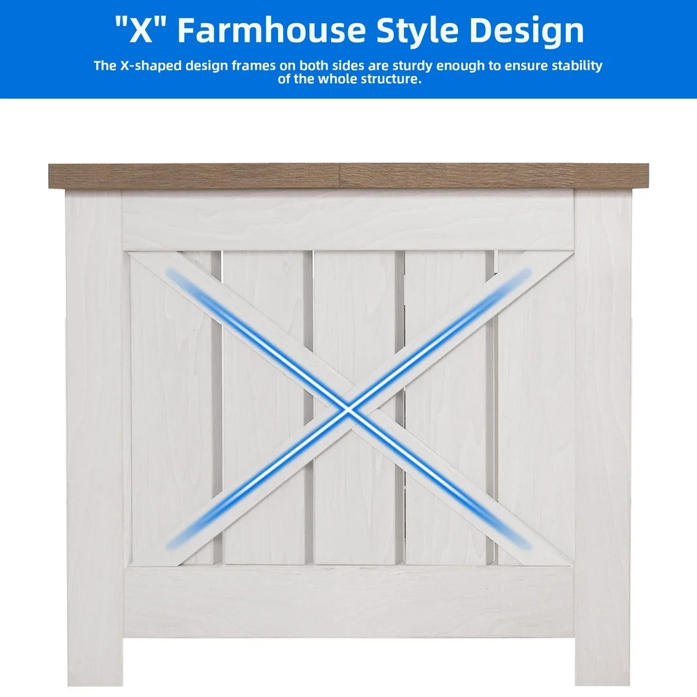 Farmhouse Square Coffee Table with Open Storage Sliding Barn Door Adjustable Feet Durable Wood Gray Wash Indoor Use