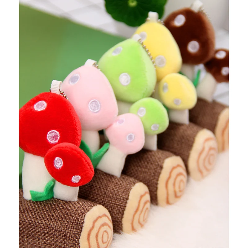 Creativo carino simulazione pianta bambola cartone animato farcito ciondolo fungo peluche portachiavi zaino fascino regalo di natale per bambini ragazze