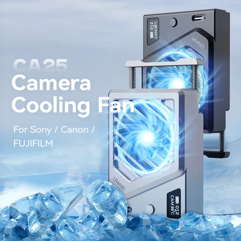 Ulanzi CA25 Camera Cooling Fan Camera Heat Sink Cooler Cooling System For Sony Canon FUJIFILM Nikon High Speed Cooling Radiator