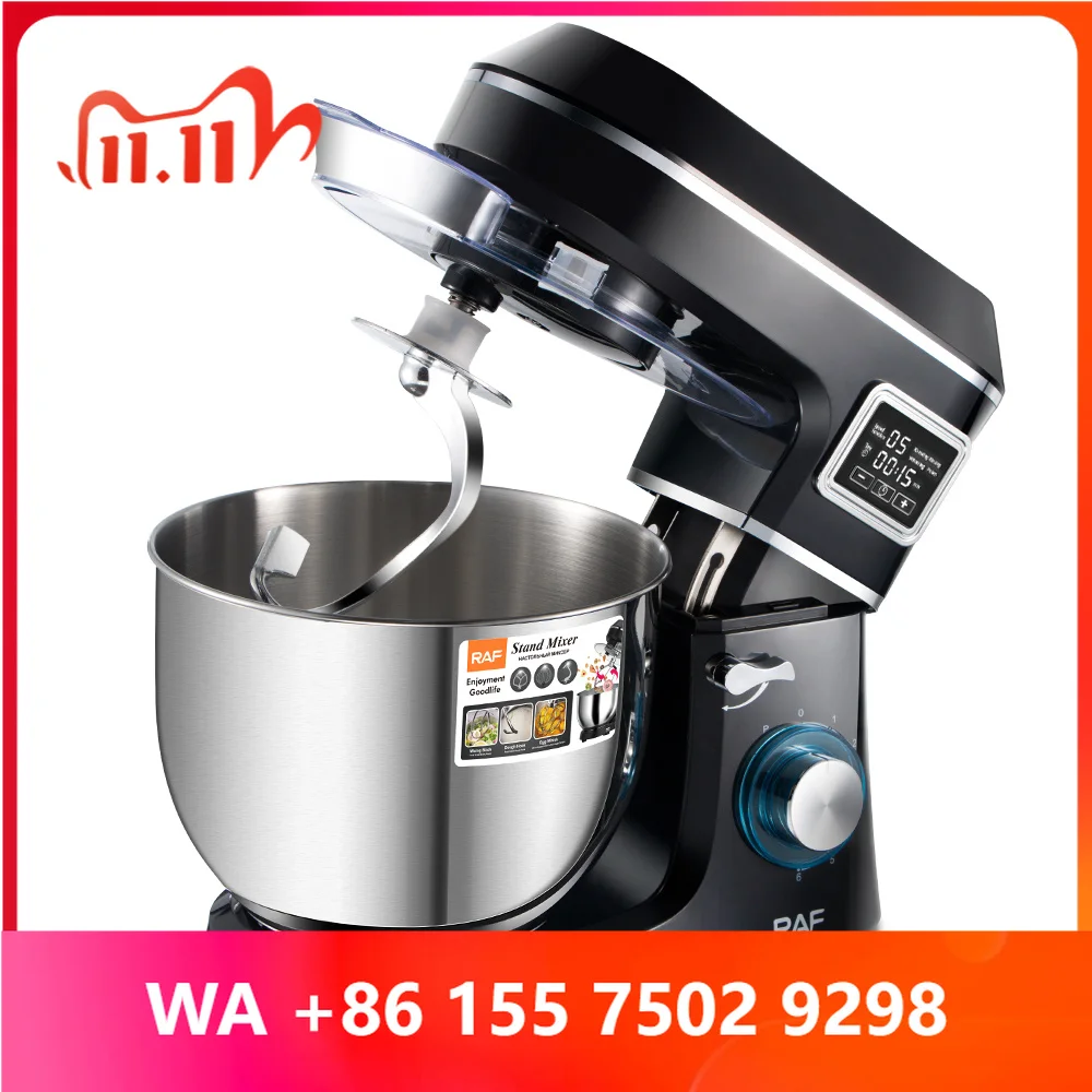RAF Mid-year New Stand Mixer Stainless Steel 6 Speeds Por with Dough Hook Whisk Beater Stand Mixer