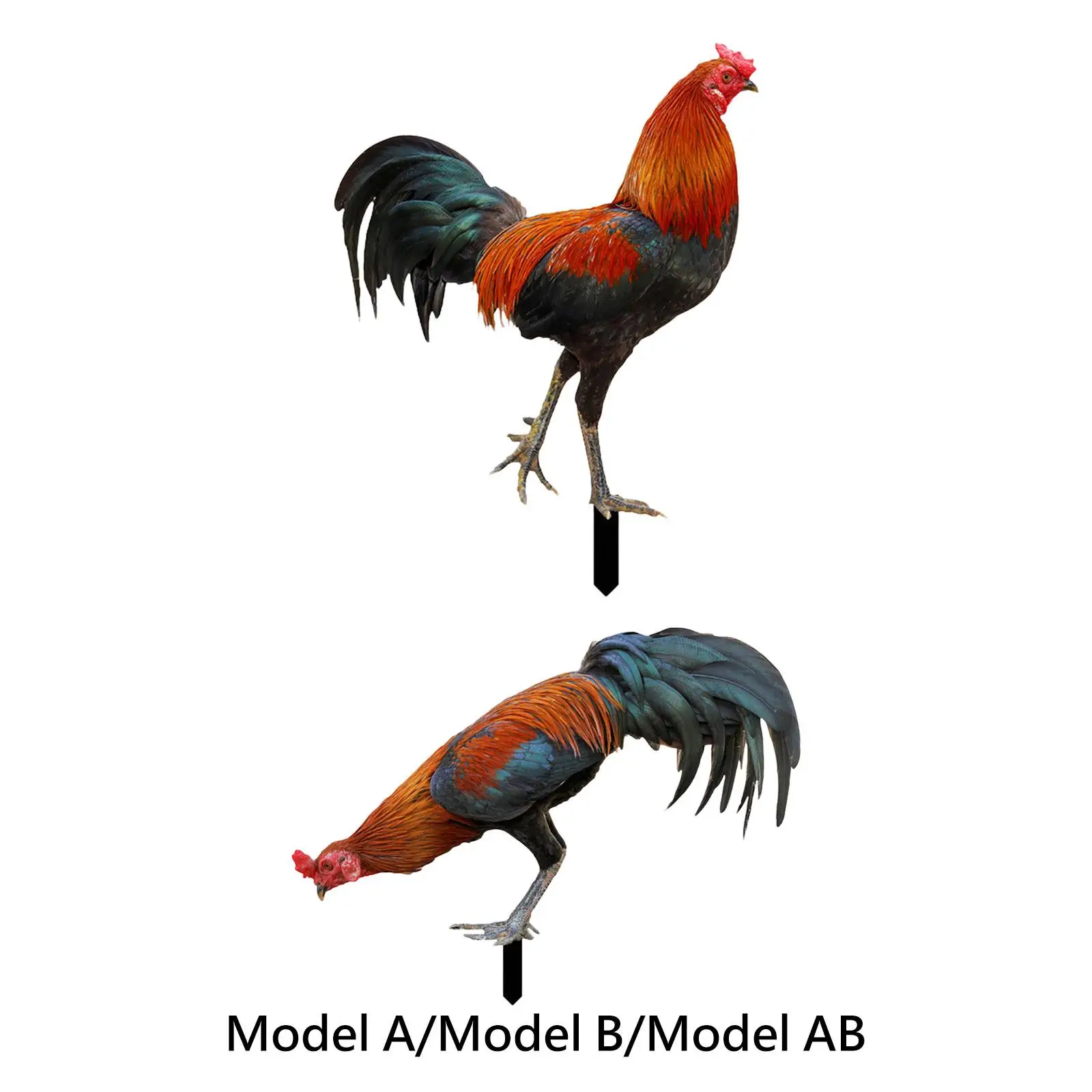 Decorative Rooster Stake for Garden Outdoor Acrylic Yard Art Patio Lawn Figure