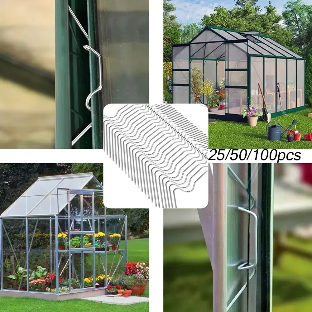 W Type Stainless Steel Greenhouse Glazing Clips For Fixing Greenhouse Glass Panels Replacement Accessories