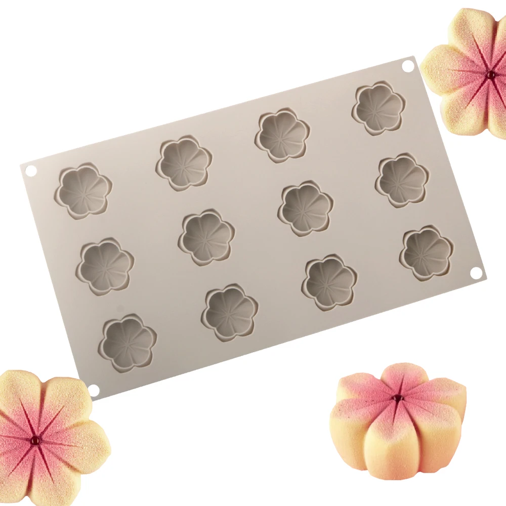 Moule à gâteau en Silicone, fleur de cerisier, chrysanthème, tasse à Pudding, Design Olive, Mousse, ustensiles de cuisine, moule à chocolat