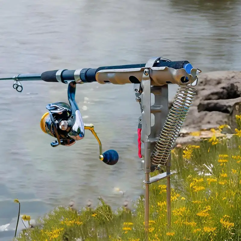 

Automatic Fishing Rod Holder Automatic Hook Setter Rod Holder Adjustable Stainless Steel Pole Stand Spring Loaded Support