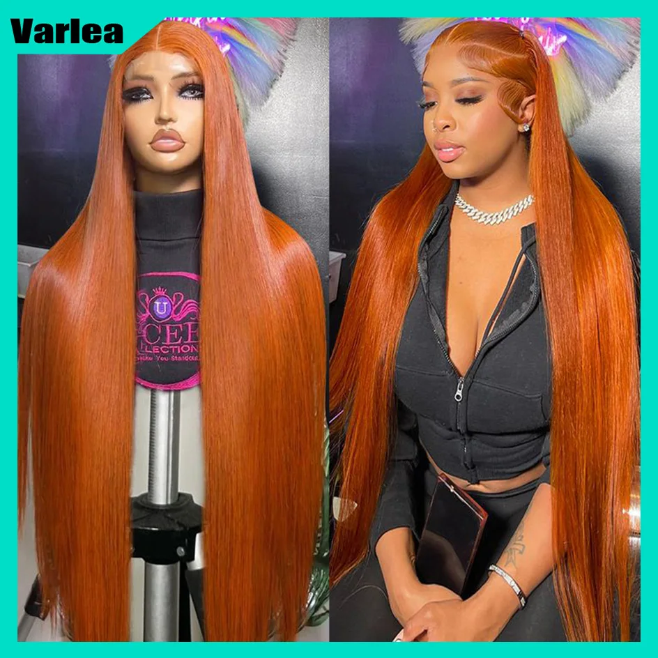 Varlea 200% Density 13x4 Lace Frontal Straight Hd Lace Frontal Wig 13x6 Orange Ginger Human Hair Wig 350 Colored Human Hair Wigs