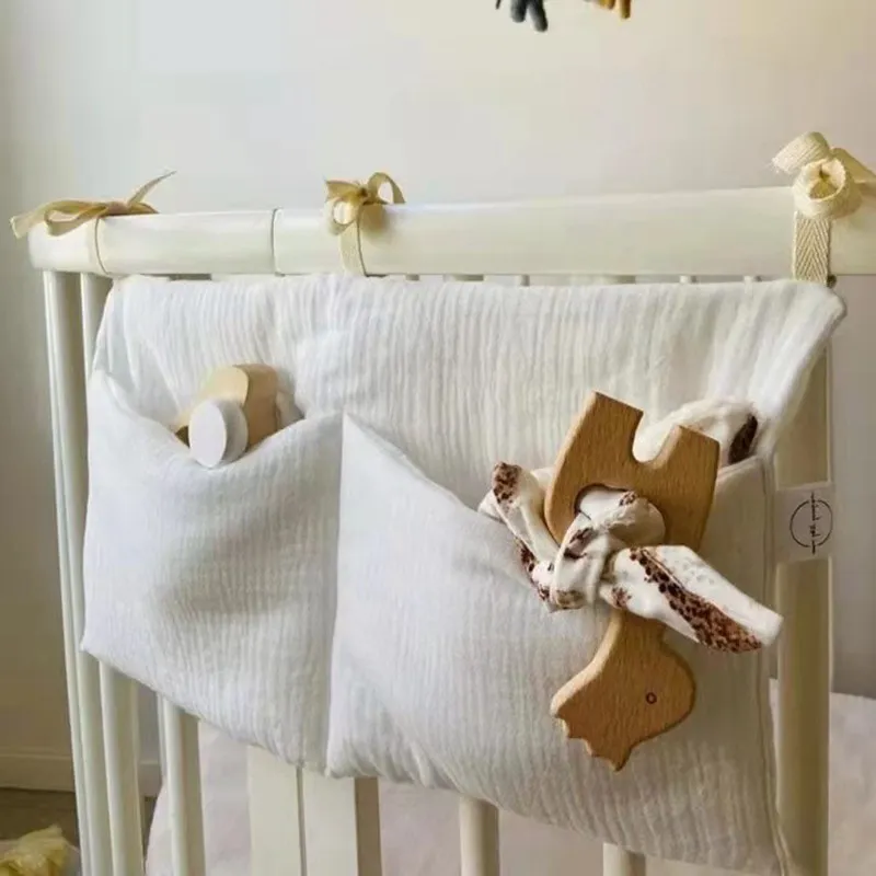 39x20cm 1PCS Large Baby Crib Storage Bag Cotton Multifunctional Newborn Bed Headboard Organizer For Kids The Bag In The Crib