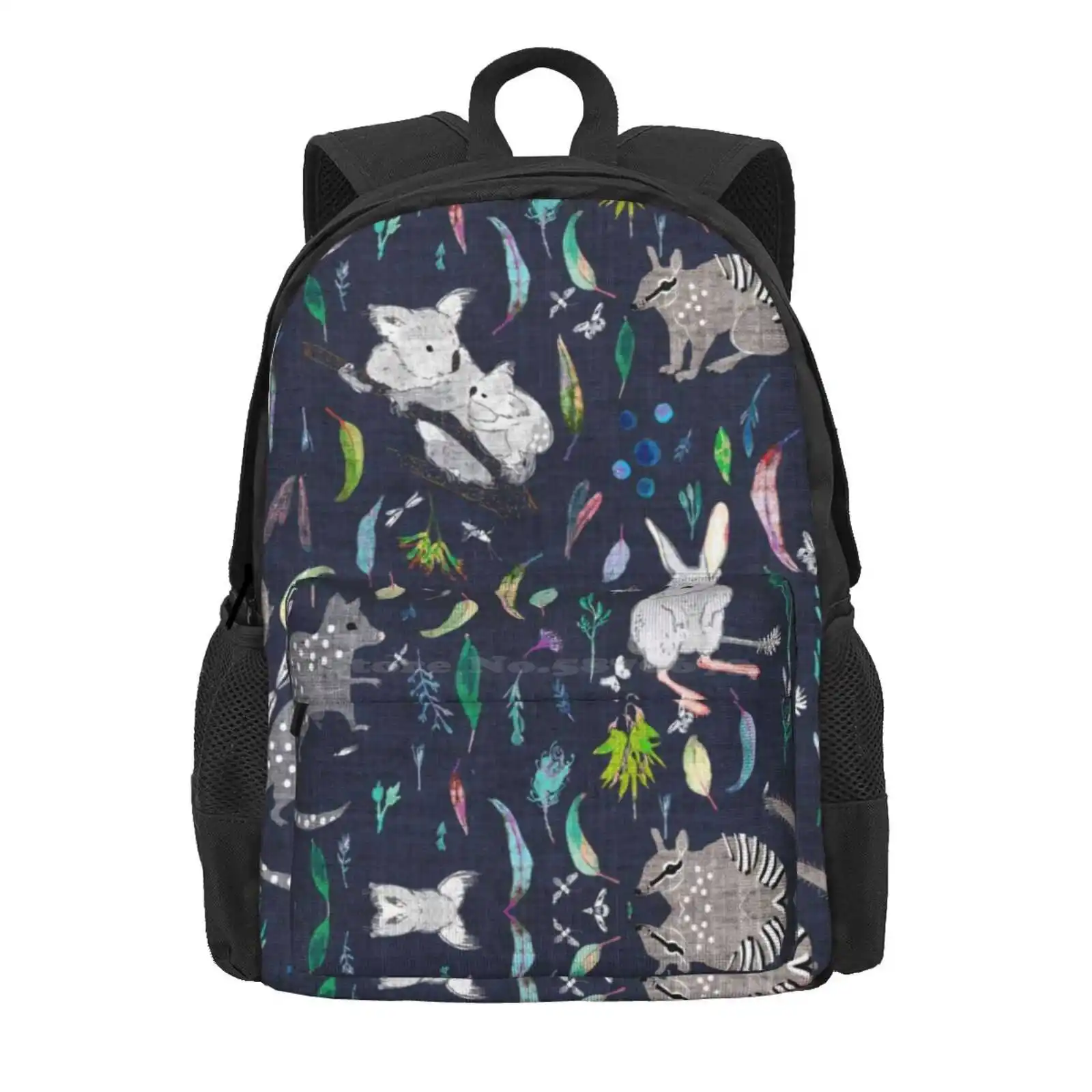 Australiana Marsupials Hot Sale Schoolbag Backpack Fashion Bags Koala Bilby Quoll Australiana Gum Leaves Gum Nuts Nature