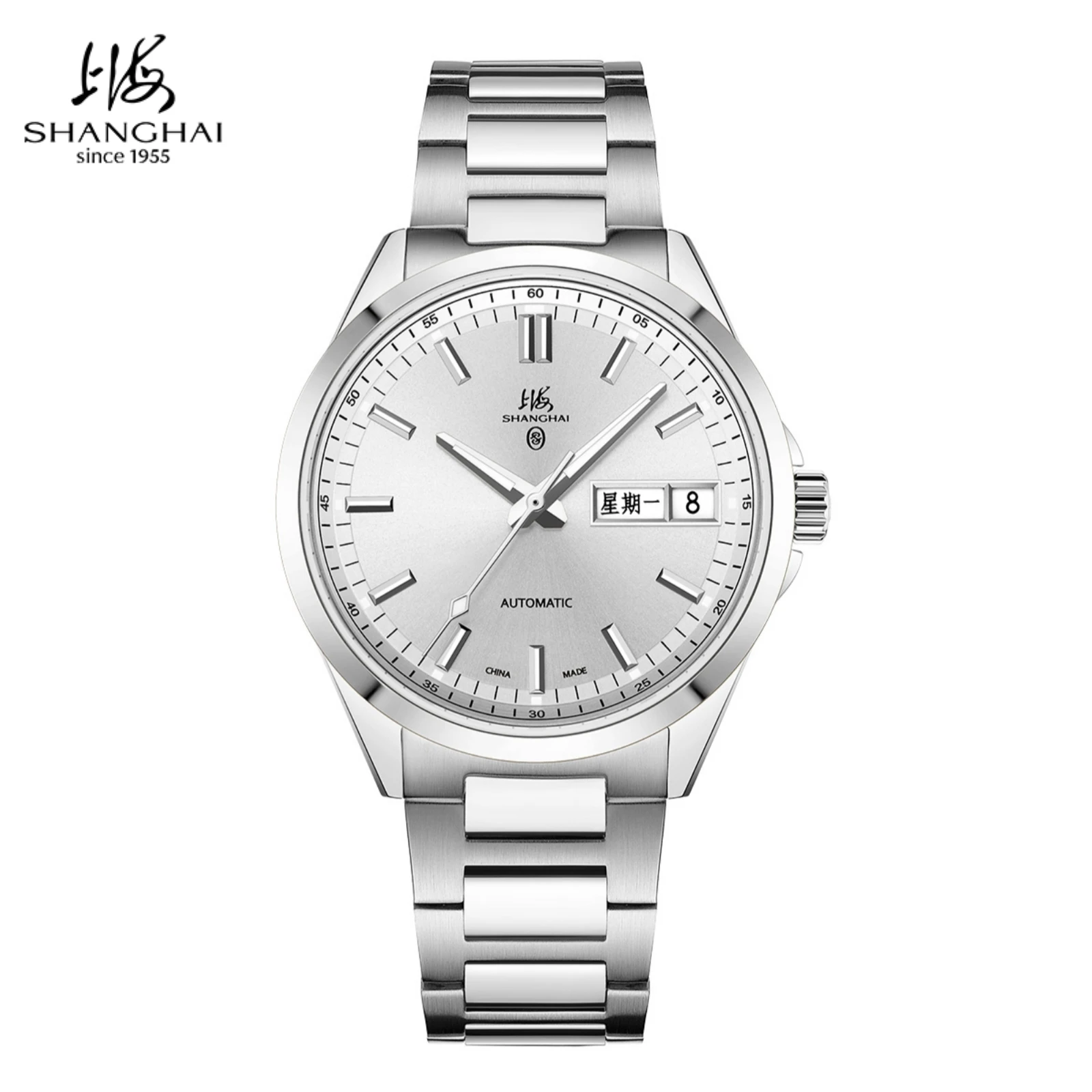 SHANGHAI Watch Calendar Men's Automatic Watches 316L Stainless Steel Sapphire Luminous Mechanical Watches Business Casual SH026