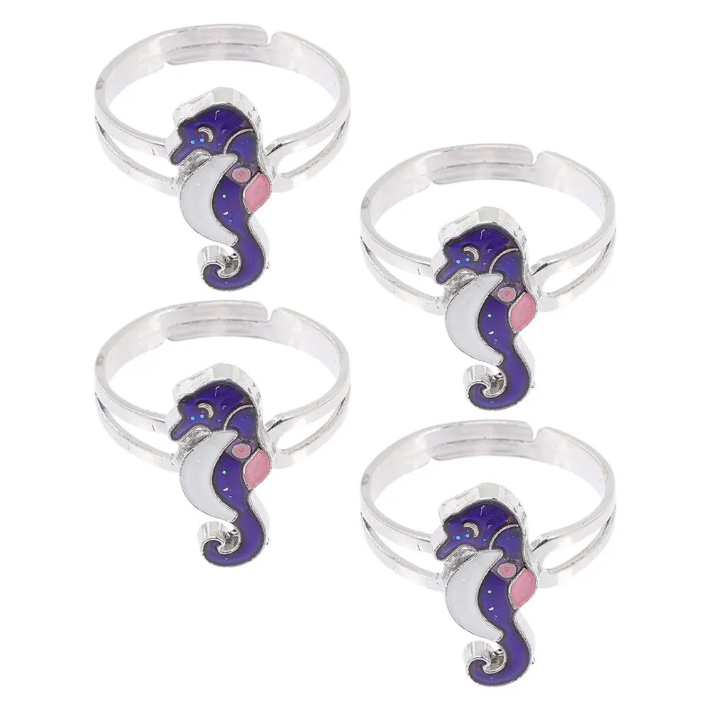 

4 Pcs Sensing Temperature Color Changing Ring Woman Zinc Alloy Adjustable