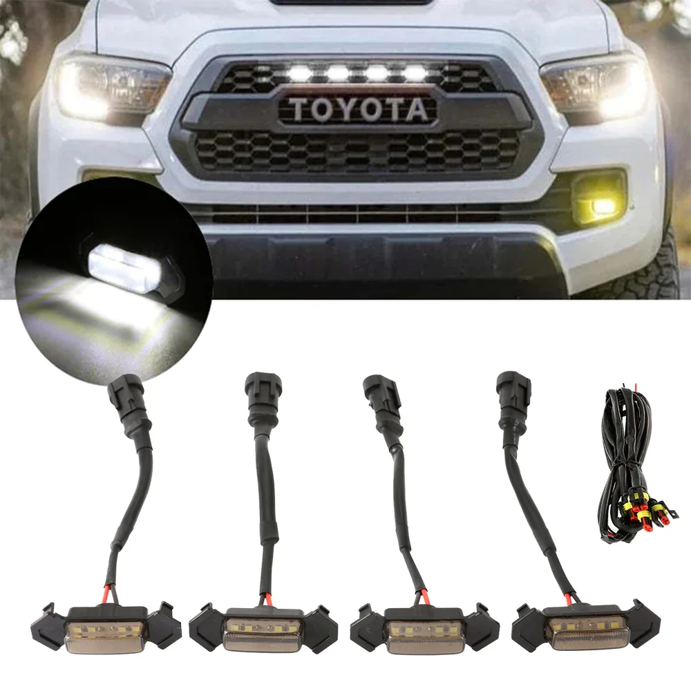 Front Grille LED Lights w/ Wire Harness for Toyota Tacoma 2016-2021 TRD PRO PT228-35170 Radiator Grille Decorative DRL Light