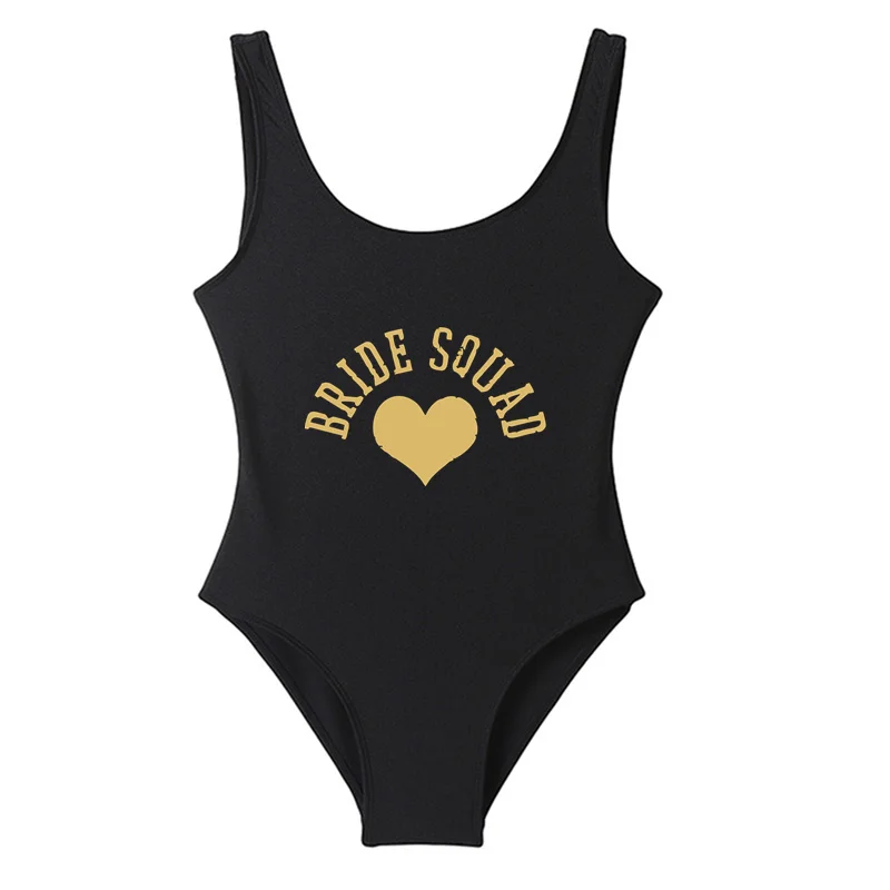 One Piece Love Heart SQUAD Summer Swimsuit Sexy Bodysuit Swimwear Backless Mayo Monokini Cute Badpak One-Piece