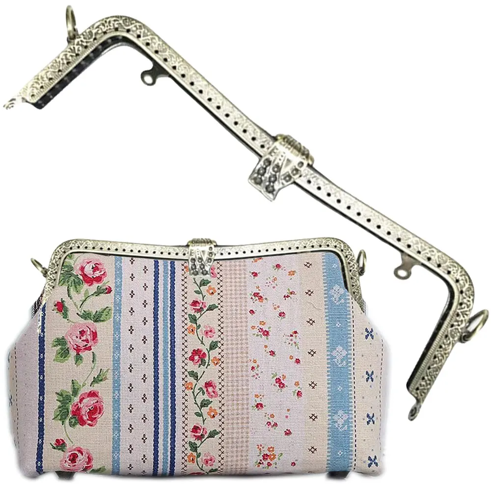 

5PCS 26cm Metal Bags Handle Leaf Decor Handbag Purse Frame Wallet Clourse Kiss Clasp Handmade Sewing DIY Bag Accessories