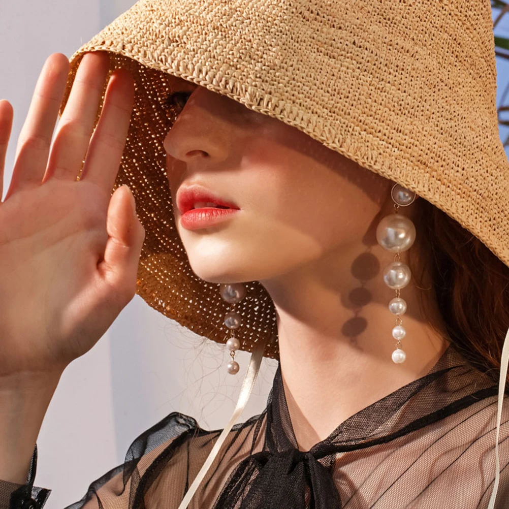 

Long Pendant Earrings Pearl Simple Versatile Wedding Eardrop for Women Girls Stylish Elegant Dating Party Gifts