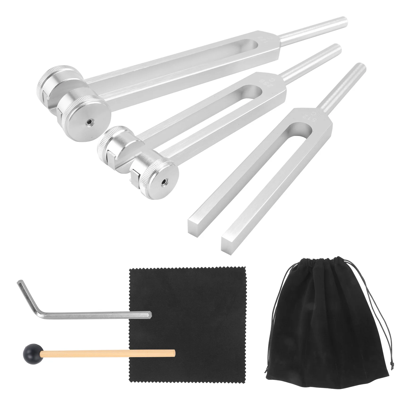 Set Garpu Tala Tahan Lama-128 Hz, 256 Hz, 512 Hz, Garpu Tala Sempurna untuk Penyembuhan, Cakra, Terapi Suara, Menjaga Tubuh, Pikiran dan Jiwa