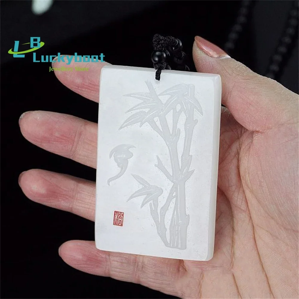 شينجيانغ هيتيان لحم الضأن الأبيض الخيزران قلادة العلامة التجارية الأفغانية ارتفاع اليشم