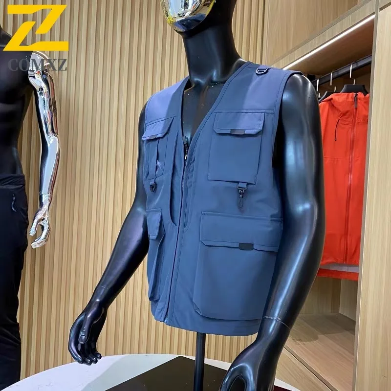 

COMXZ Men Outdoor Hiking Casual Vest Summer Photog Fishing Sleeveless Multi-Pocket Utility Waistcoat Breathable Mesh Sportwear