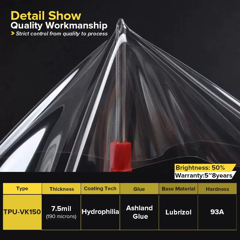 2025 Hot Sale TPU PPF-film Helder 7,5 mm dikte Zelfherstellende Viwocool TPU-VK150 Verfbeschermingsfilm met hoogwaardige kwaliteit