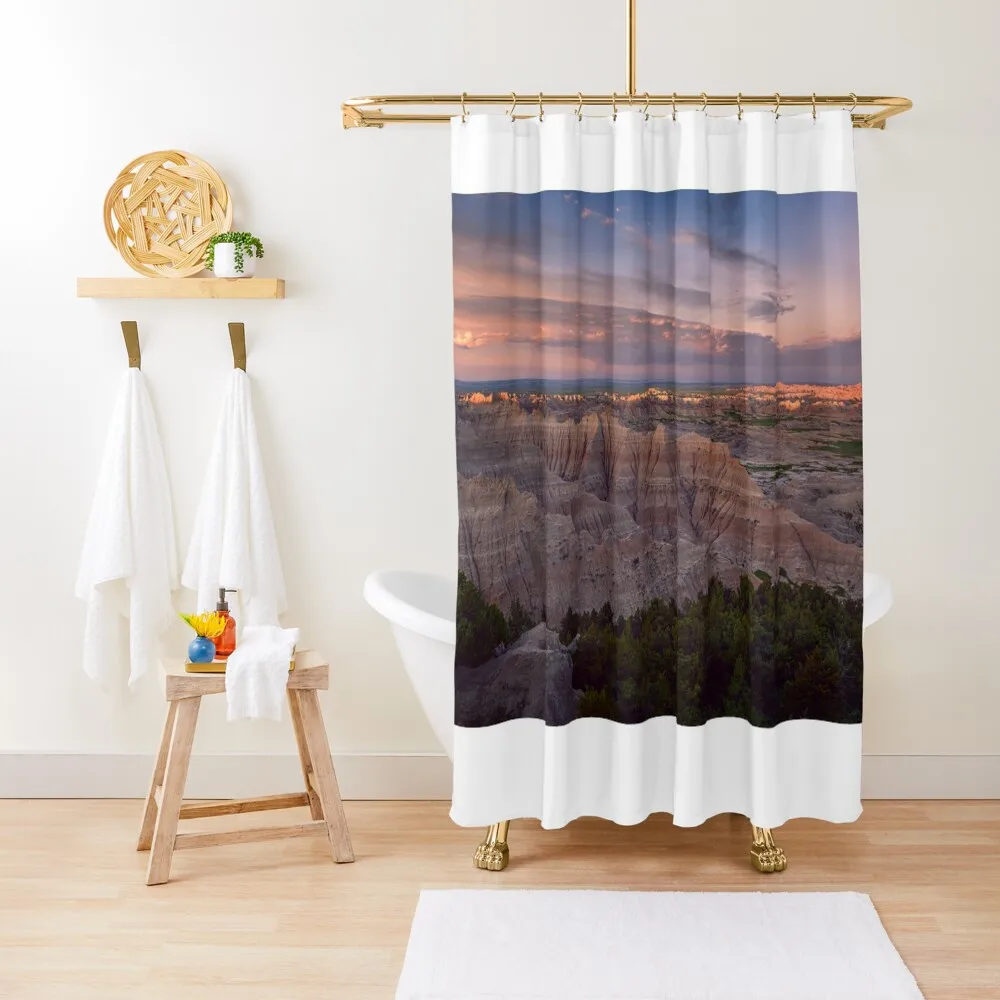 Pinnacles Overlook Sunrise Badlands National Park South Dakota II Shower Curtain Bathroom Deco Luxury Bathroom Curtain