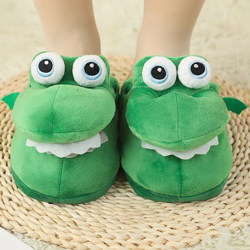 

Big Eye Open Mouth Alligator Slippers girls Green Cotton Slippers Woman flipflops Ladies Novelty Gift Shoes Indoor House Slipper