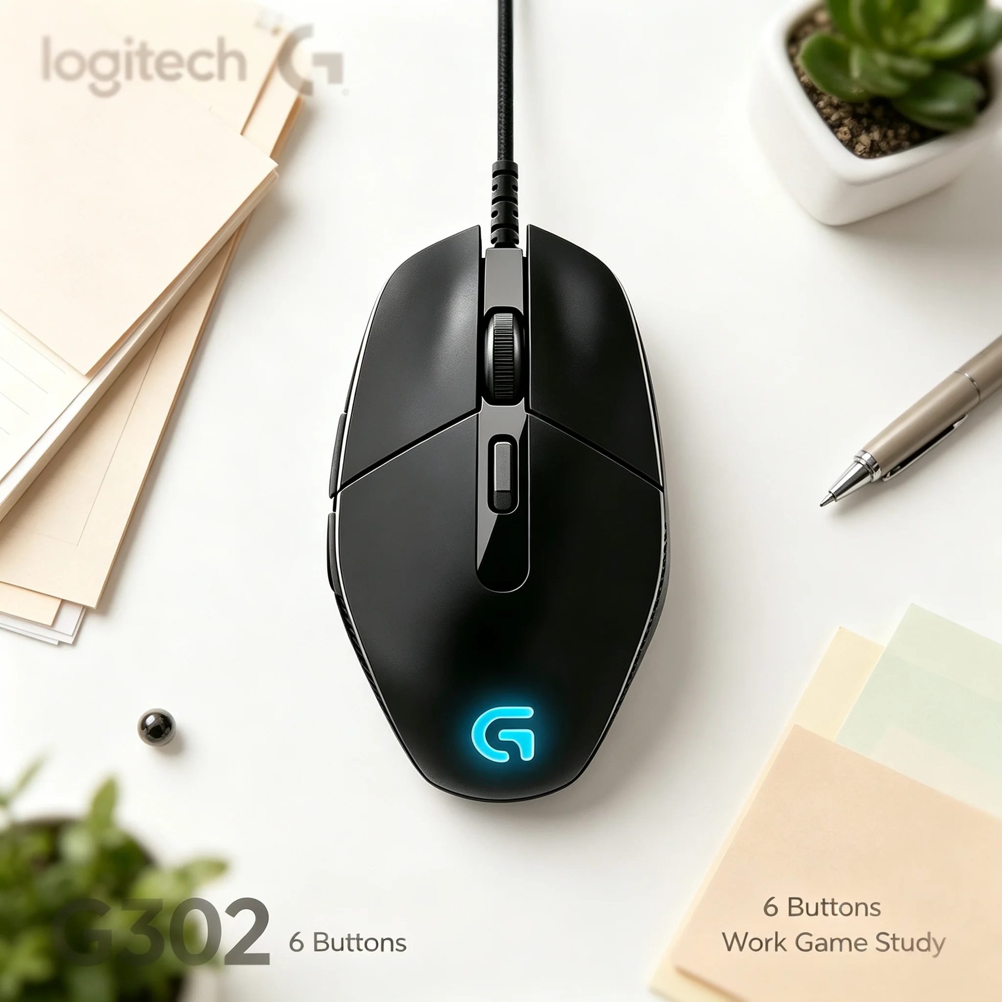 Logitech G302 Daedalus Prime USB Wired Gaming Mouse Responsive Click Feedback RGB Backlit for Apex Legends Fortnite LOL Game Ent