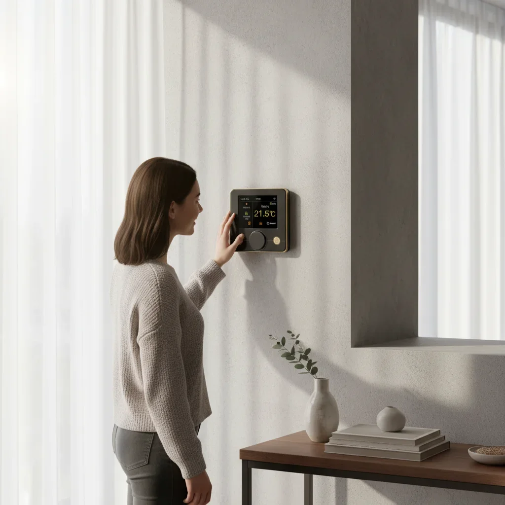 

Smart WiFi Thermostat Color LCD For Alexa= Home Compatible Electric Floor Heating Compatible With Alexa= & Google Home In Black