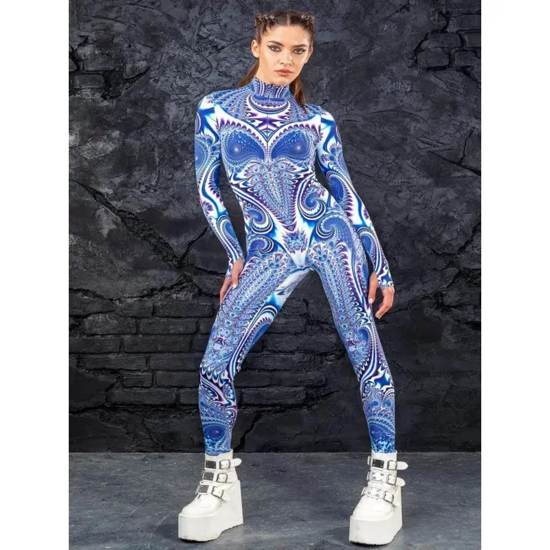 أزياء تنكرية متعددة الألوان للرجال Steampunk ثلاثية الأبعاد مطبوعة مثيرة ونحيفة للنساء بذلة أداء الهالوين كرنفال عطلة الزي